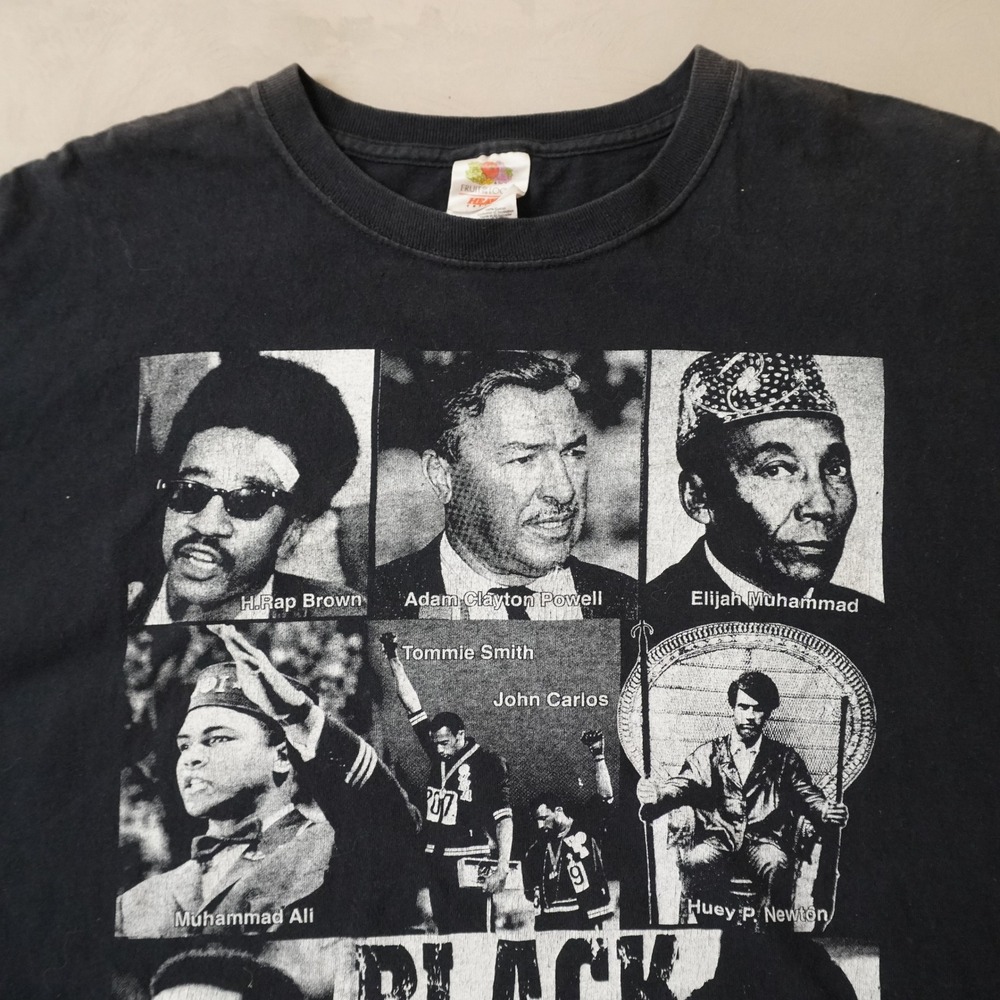 Vintage Black Power T-Shirt XL Mens Fruit of the Loom Malcolm X Muhammad Ali - Picture 2 of 7